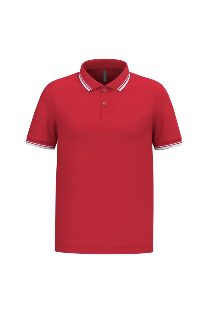 Herenpolo met korte mouwen en contrasterende bies, red / white — productfoto 49