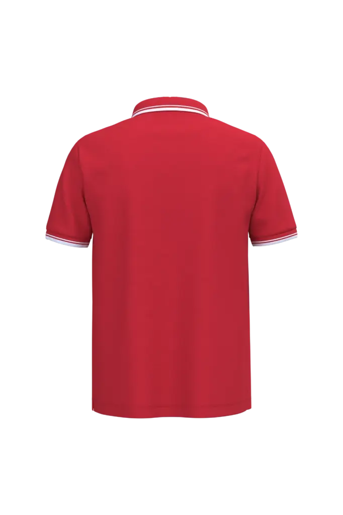 Herenpolo met korte mouwen en contrasterende bies, red / white — productfoto 50