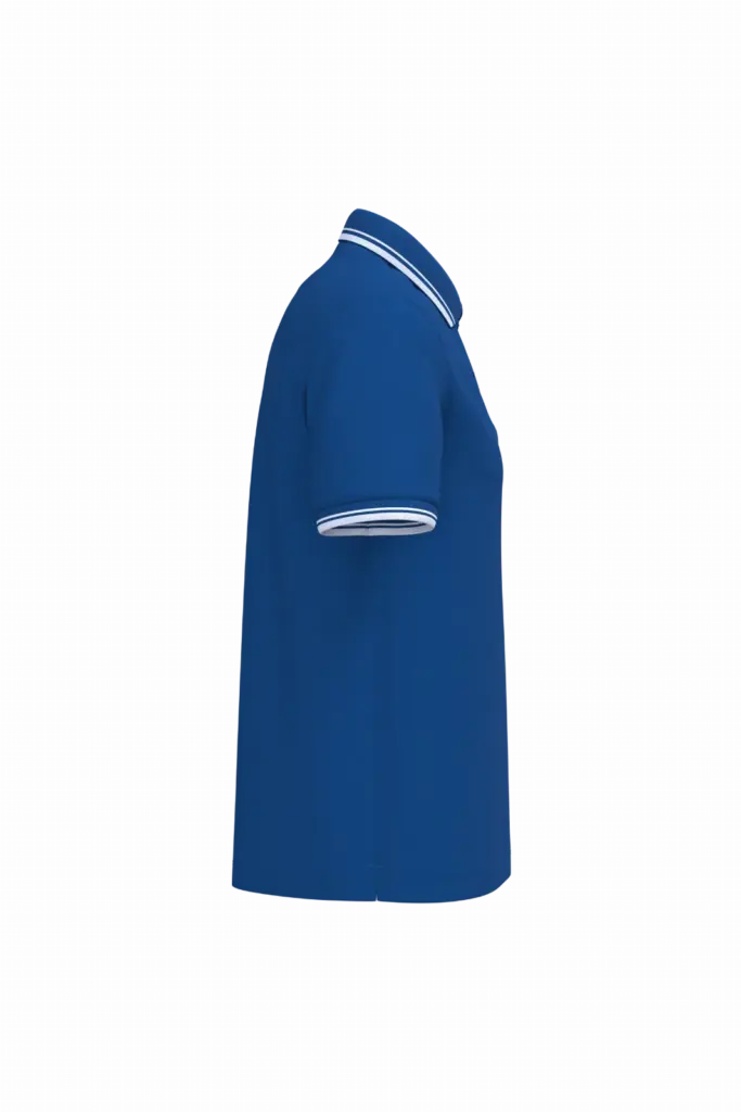 Herenpolo met korte mouwen en contrasterende bies, royal blue / white — productfoto 51