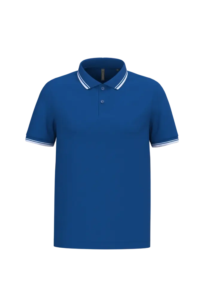 Herenpolo met korte mouwen en contrasterende bies, royal blue / white — productfoto 52