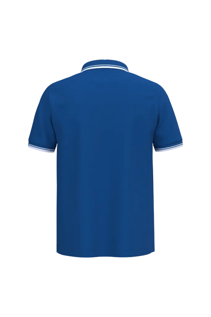 Herenpolo met korte mouwen en contrasterende bies, royal blue / white — productfoto 53