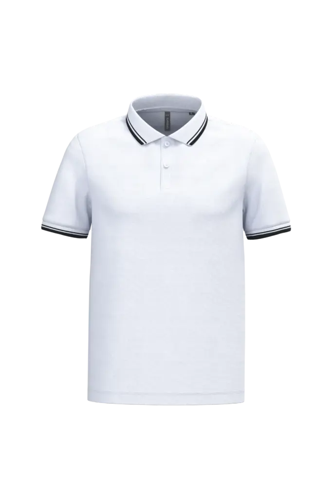 Herenpolo met korte mouwen en contrasterende bies, white / black — productfoto 55