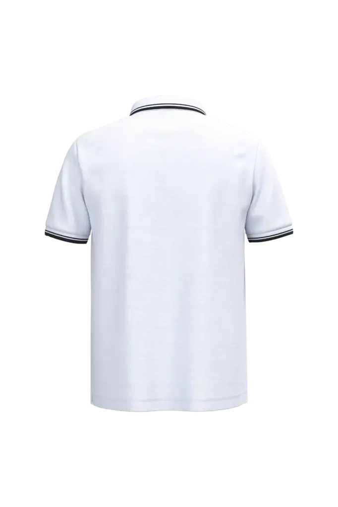 Herenpolo met korte mouwen en contrasterende bies, white / black — productfoto 56