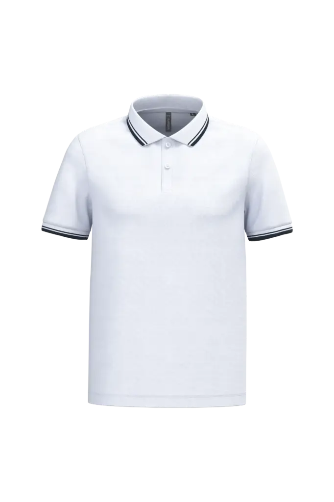 Herenpolo met korte mouwen en contrasterende bies, white / navy — productfoto 58