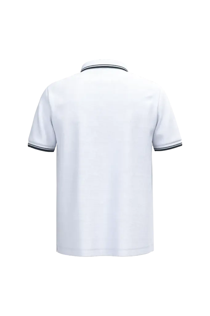Herenpolo met korte mouwen en contrasterende bies, white / navy — productfoto 59