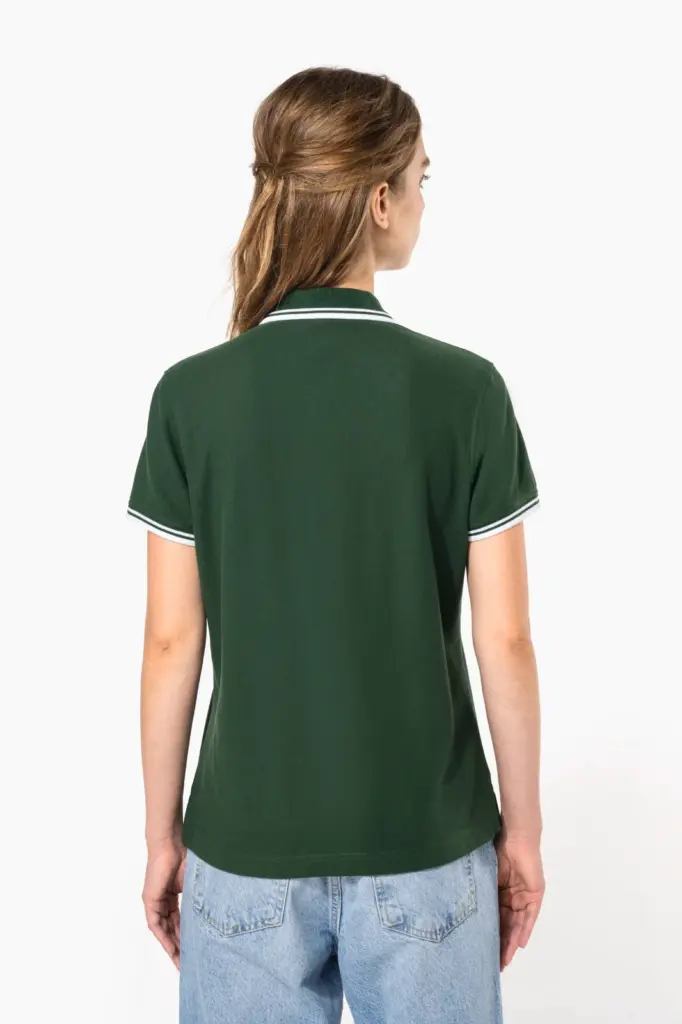 Damespolo met korte mouwen en contrasterende bies — productfoto 2