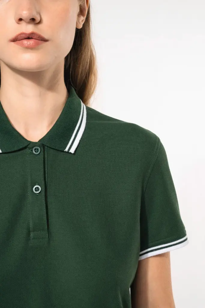 Damespolo met korte mouwen en contrasterende bies — productfoto 4