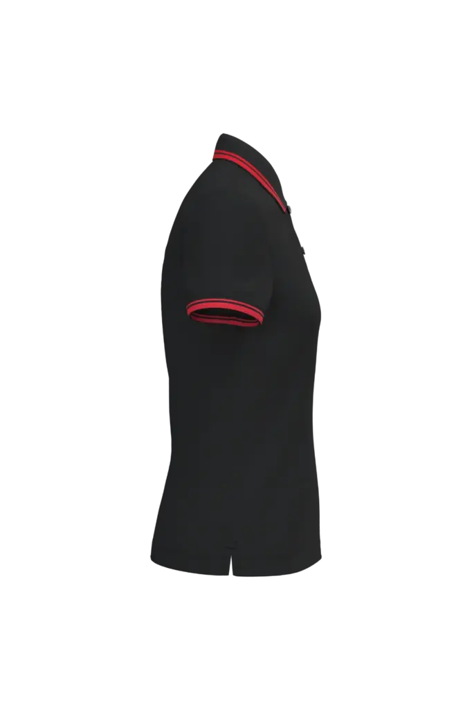 Damespolo met korte mouwen en contrasterende bies, black / red — productfoto 8