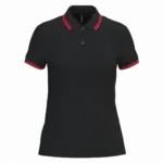 Damespolo met korte mouwen en contrasterende bies, black / red — productfoto 9
