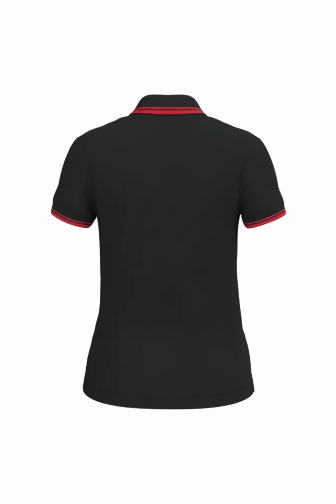 Damespolo met korte mouwen en contrasterende bies, black / red — productfoto 10