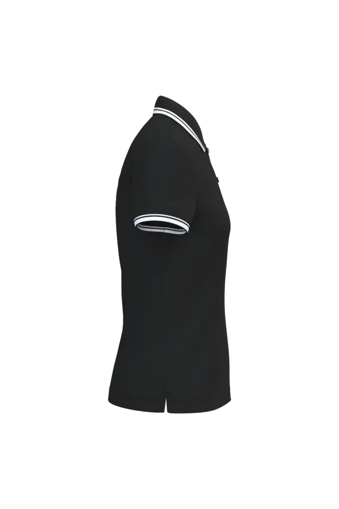 Damespolo met korte mouwen en contrasterende bies, black/white — productfoto 11