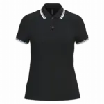 Damespolo met korte mouwen en contrasterende bies, black/white — productfoto 12