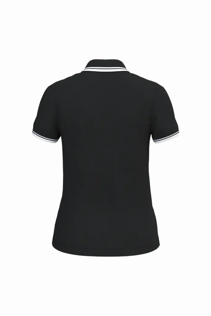 Damespolo met korte mouwen en contrasterende bies, black/white — productfoto 13