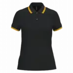 Damespolo met korte mouwen en contrasterende bies, black / yellow — productfoto 15