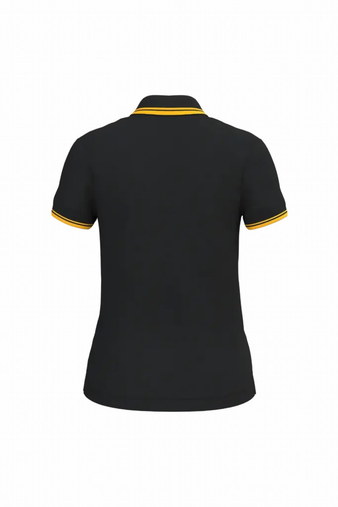 Damespolo met korte mouwen en contrasterende bies, black / yellow — productfoto 16