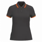 Damespolo met korte mouwen en contrasterende bies, dark grey / orange — productfoto 18
