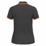 Damespolo met korte mouwen en contrasterende bies, dark grey / orange — productfoto 19
