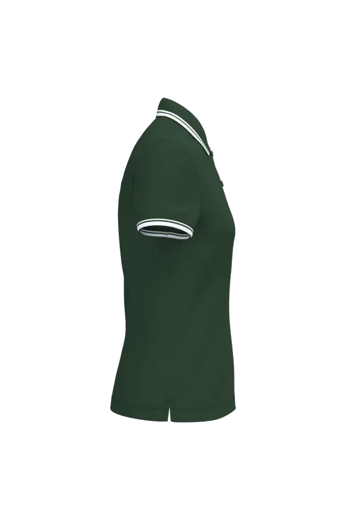 Damespolo met korte mouwen en contrasterende bies, forest green / white — productfoto 20
