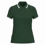 Damespolo met korte mouwen en contrasterende bies, forest green / white — productfoto 21