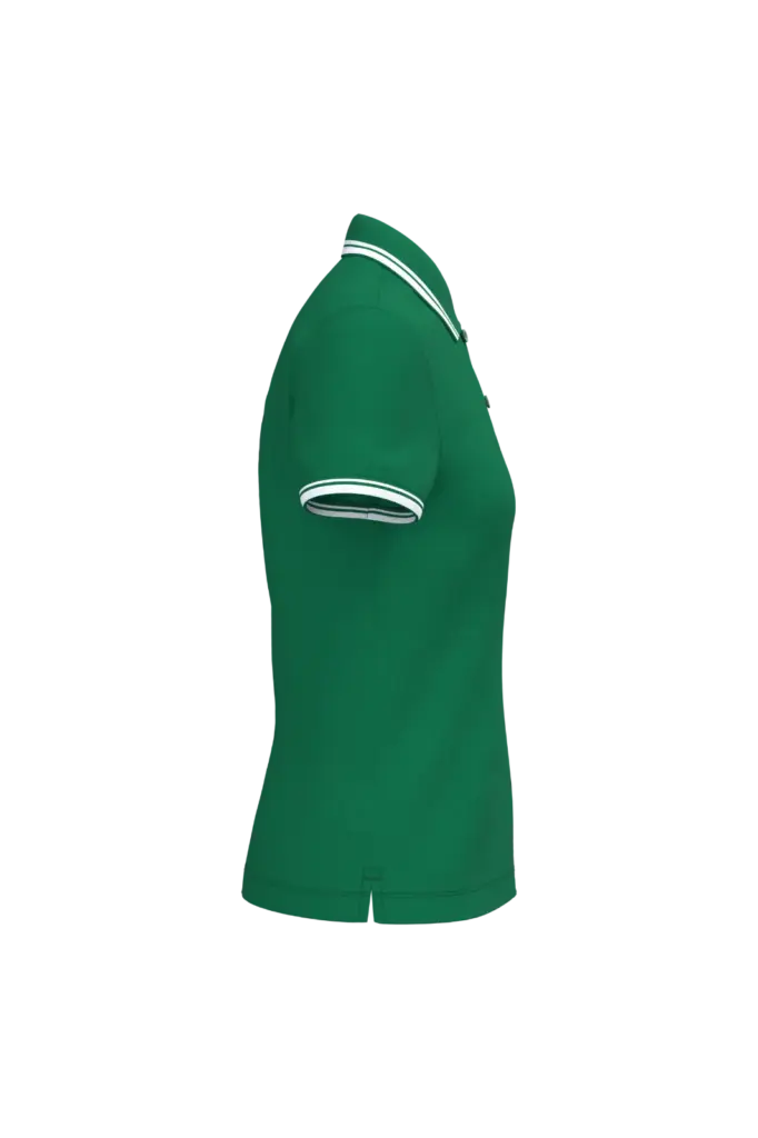 Damespolo met korte mouwen en contrasterende bies, kelly green / white — productfoto 23