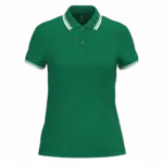 Damespolo met korte mouwen en contrasterende bies, kelly green / white — productfoto 24