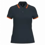 Damespolo met korte mouwen en contrasterende bies, navy / orange — productfoto 27