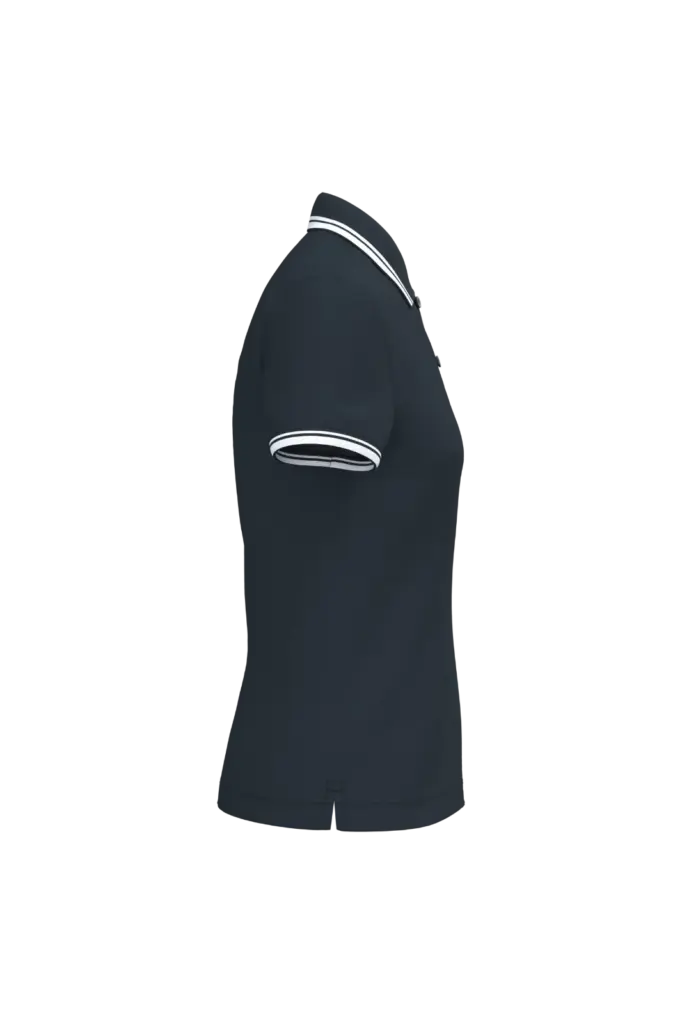 Damespolo met korte mouwen en contrasterende bies, navy / white — productfoto 29