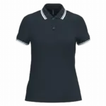 Damespolo met korte mouwen en contrasterende bies, navy / white — productfoto 30