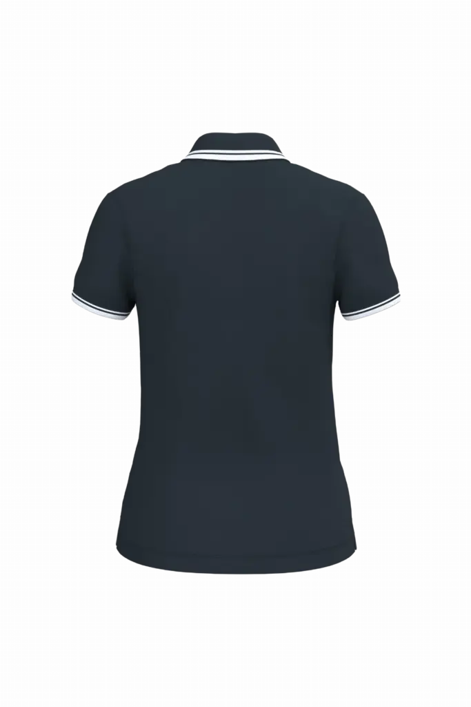 Damespolo met korte mouwen en contrasterende bies, navy / white — productfoto 31