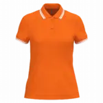 Damespolo met korte mouwen en contrasterende bies, orange / white — productfoto 33