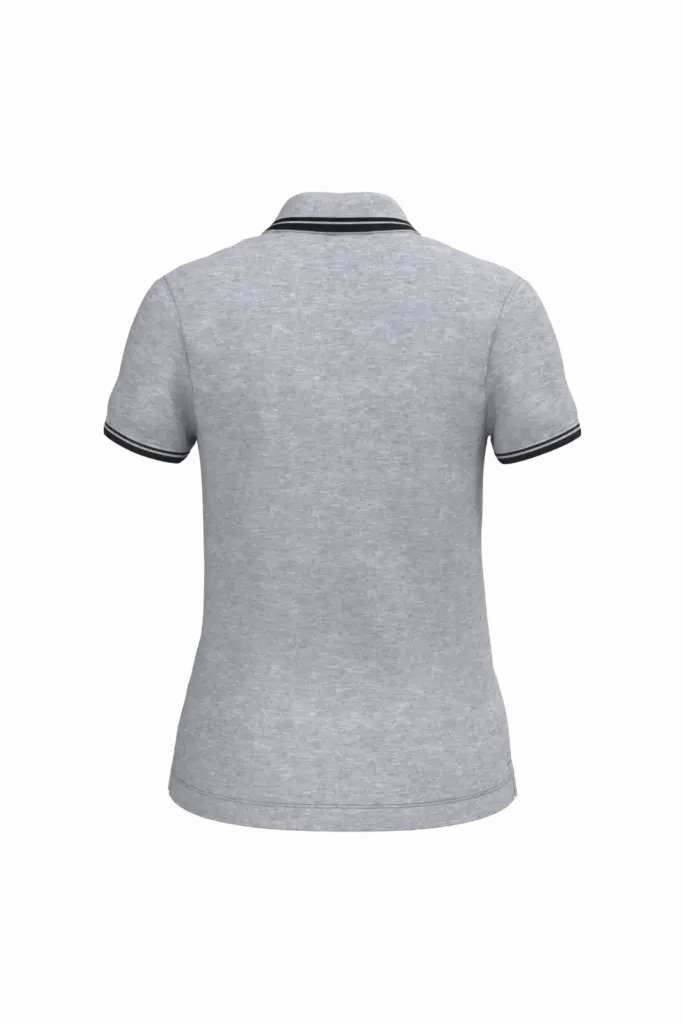 Damespolo met korte mouwen en contrasterende bies, oxford grey / black — productfoto 37