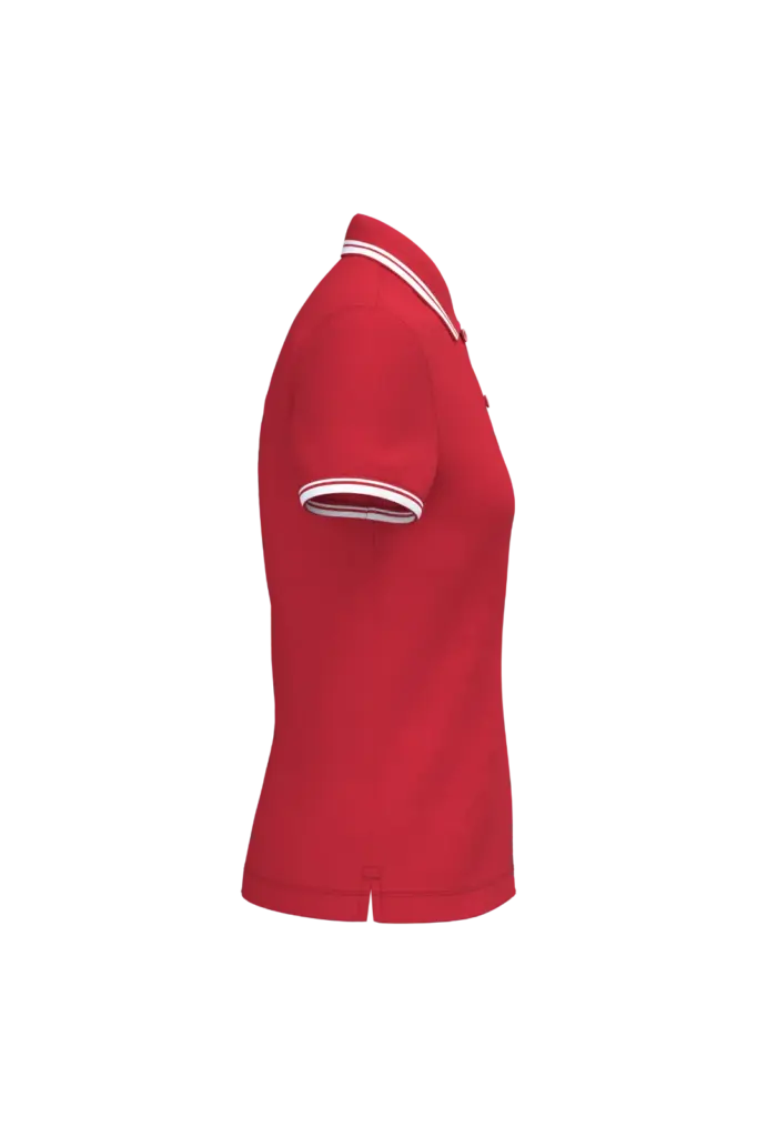 Damespolo met korte mouwen en contrasterende bies, red / white — productfoto 38