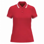 Damespolo met korte mouwen en contrasterende bies, red / white — productfoto 39