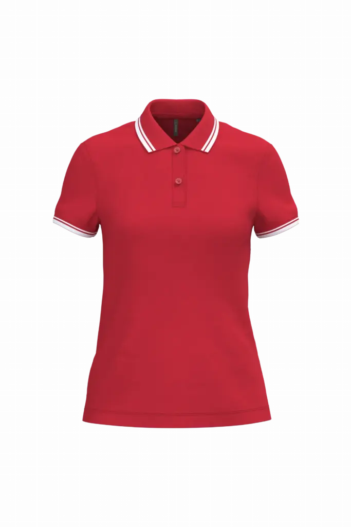 Damespolo met korte mouwen en contrasterende bies, red / white — productfoto 39
