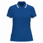 Damespolo met korte mouwen en contrasterende bies, royal blue / white — productfoto 42