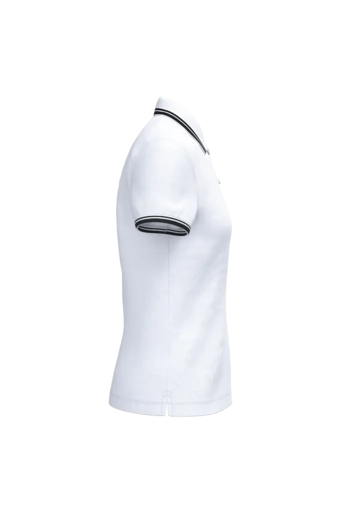 Damespolo met korte mouwen en contrasterende bies, white / black — productfoto 44