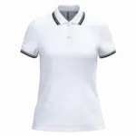 Damespolo met korte mouwen en contrasterende bies, white / black — productfoto 45