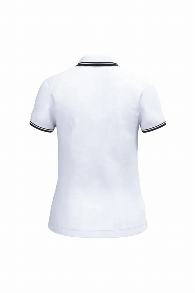 Damespolo met korte mouwen en contrasterende bies, white / black — productfoto 46
