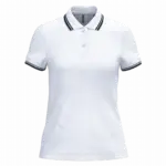 Damespolo met korte mouwen en contrasterende bies, white / navy — productfoto 48