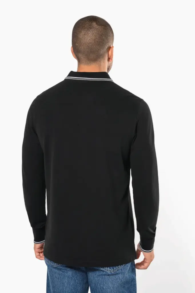Heren polo van piquétricot met lange mouwen — productfoto 2