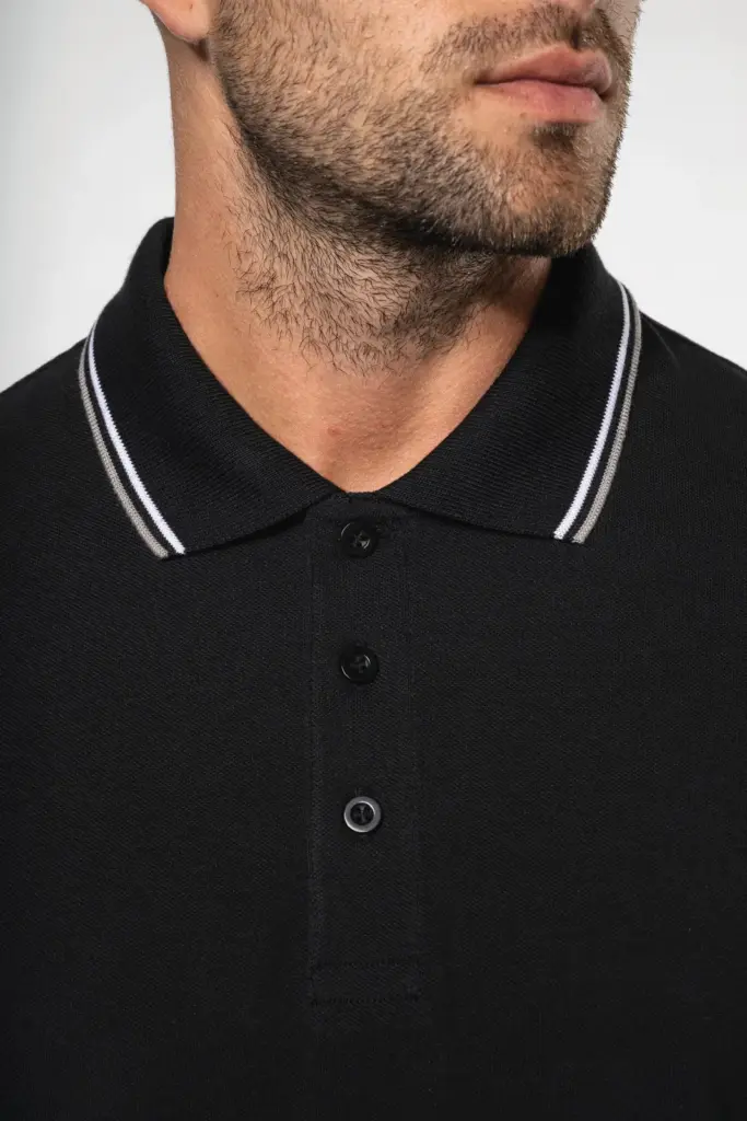 Heren polo van piquétricot met lange mouwen — productfoto 3