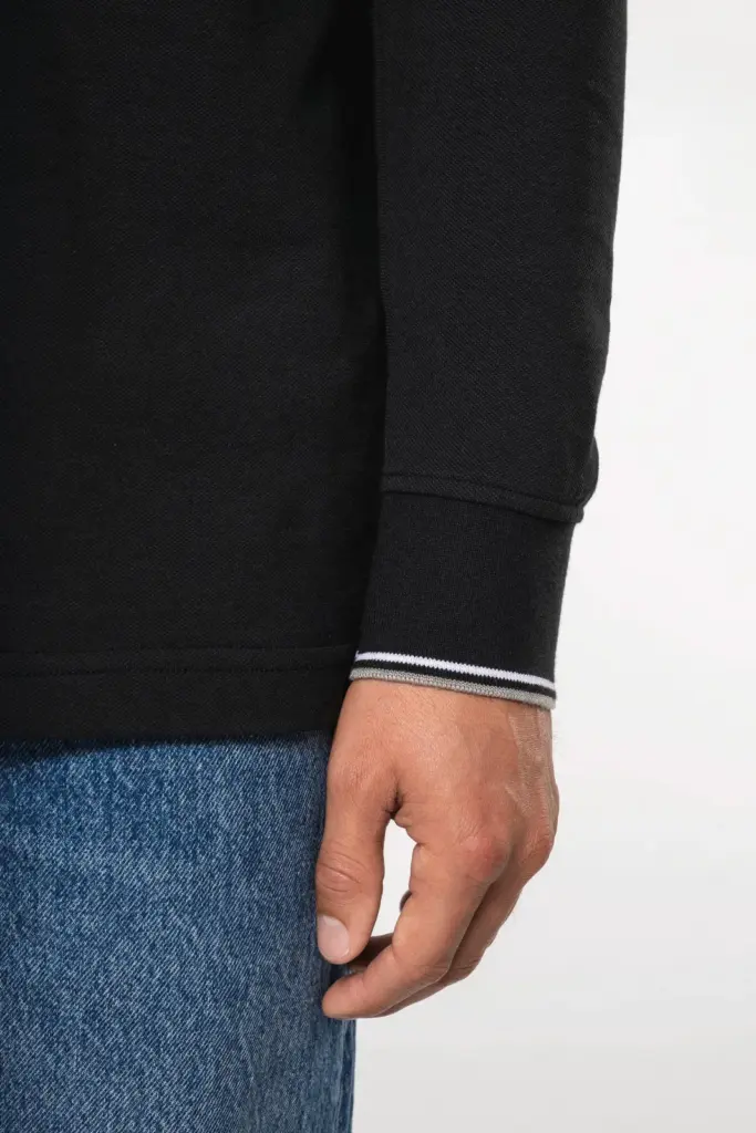 Heren polo van piquétricot met lange mouwen — productfoto 4