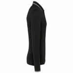 Heren polo van piquétricot met lange mouwen, black / light grey / white — productfoto 10