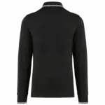 Heren polo van piquétricot met lange mouwen, black / light grey / white — productfoto 12