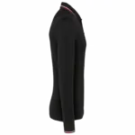 Heren polo van piquétricot met lange mouwen, black / red / white — productfoto 13