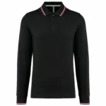 Heren polo van piquétricot met lange mouwen, black / red / white — productfoto 14