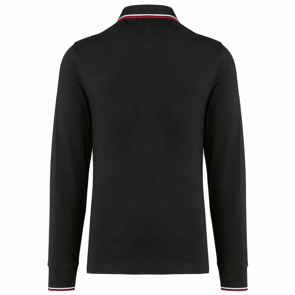 Heren polo van piquétricot met lange mouwen, black / red / white — productfoto 15