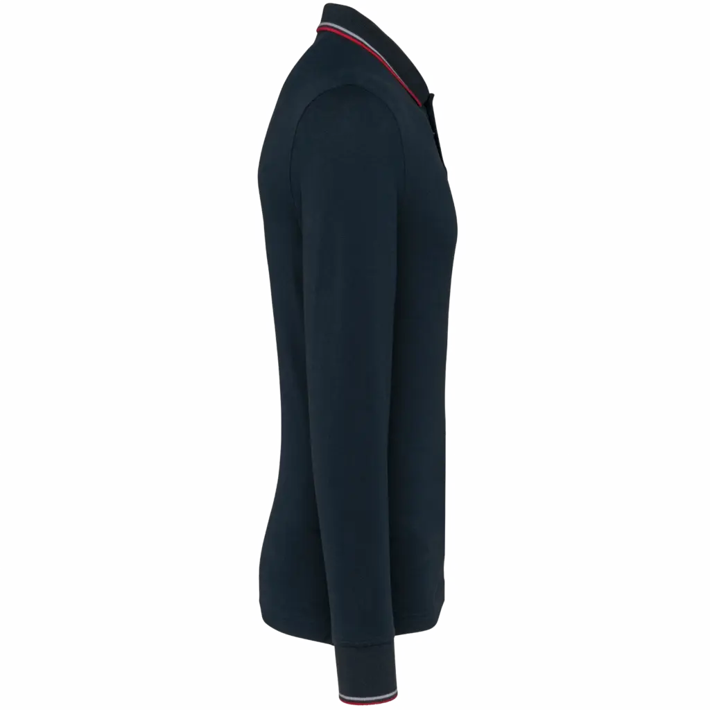 Heren polo van piquétricot met lange mouwen, navy / red / white — productfoto 16
