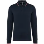 Heren polo van piquétricot met lange mouwen, navy / red / white — productfoto 17
