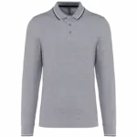 Heren polo van piquétricot met lange mouwen, oxford grey / navy / white — productfoto 20